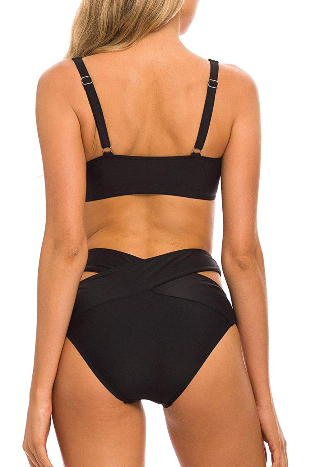 Women's Two Pieces Swimsuit High Waisted Cutout Bottoms Bikini Set