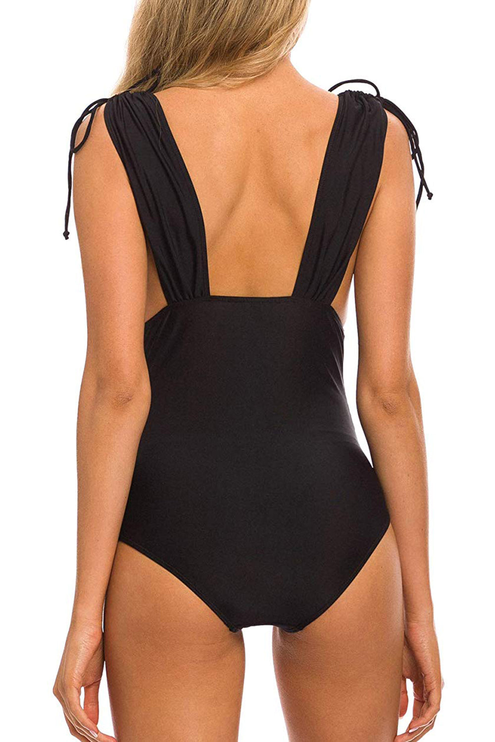 Women's One Piece Swimsuit V Neck Shirred Tummy Control Bathing Suit