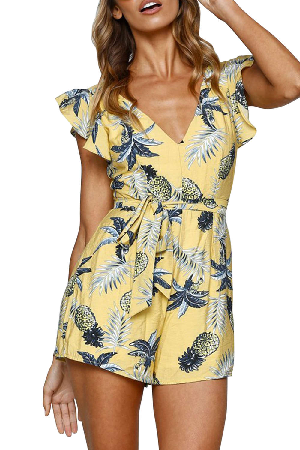 Iyasson Floral Printing Sexy Romper 