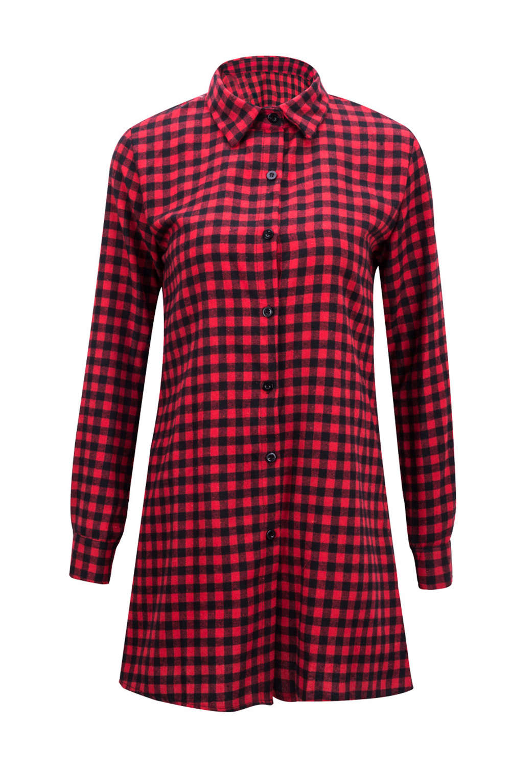 Iyasson Long Sleeve Plaid Shirt Dress