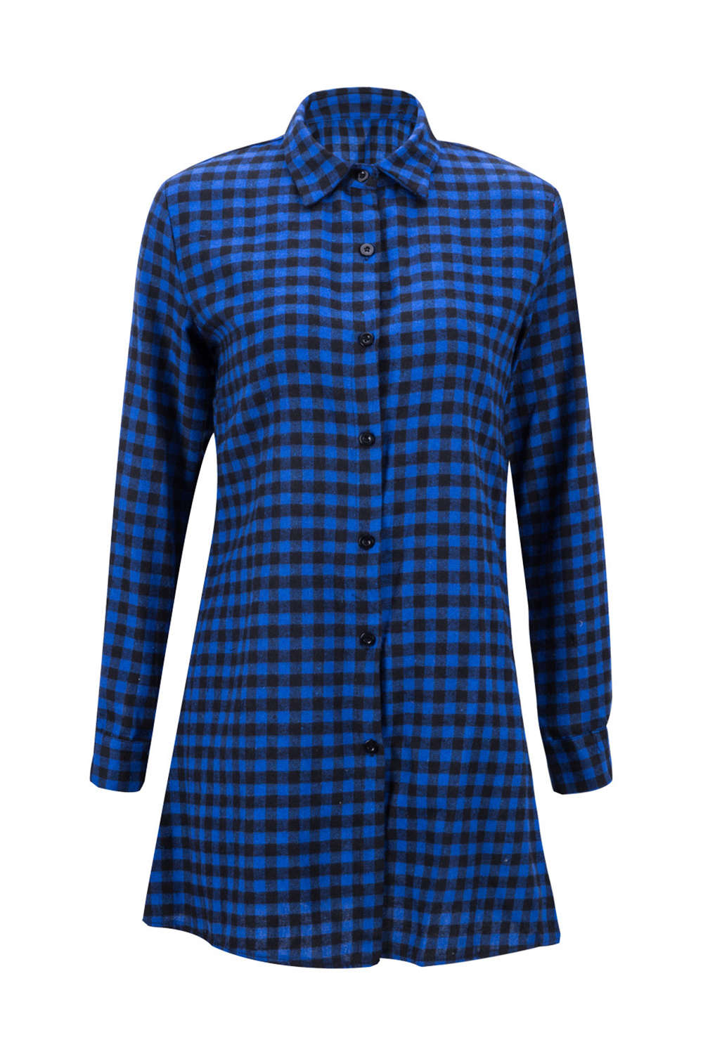 Iyasson Long Sleeve Plaid Shirt Dress