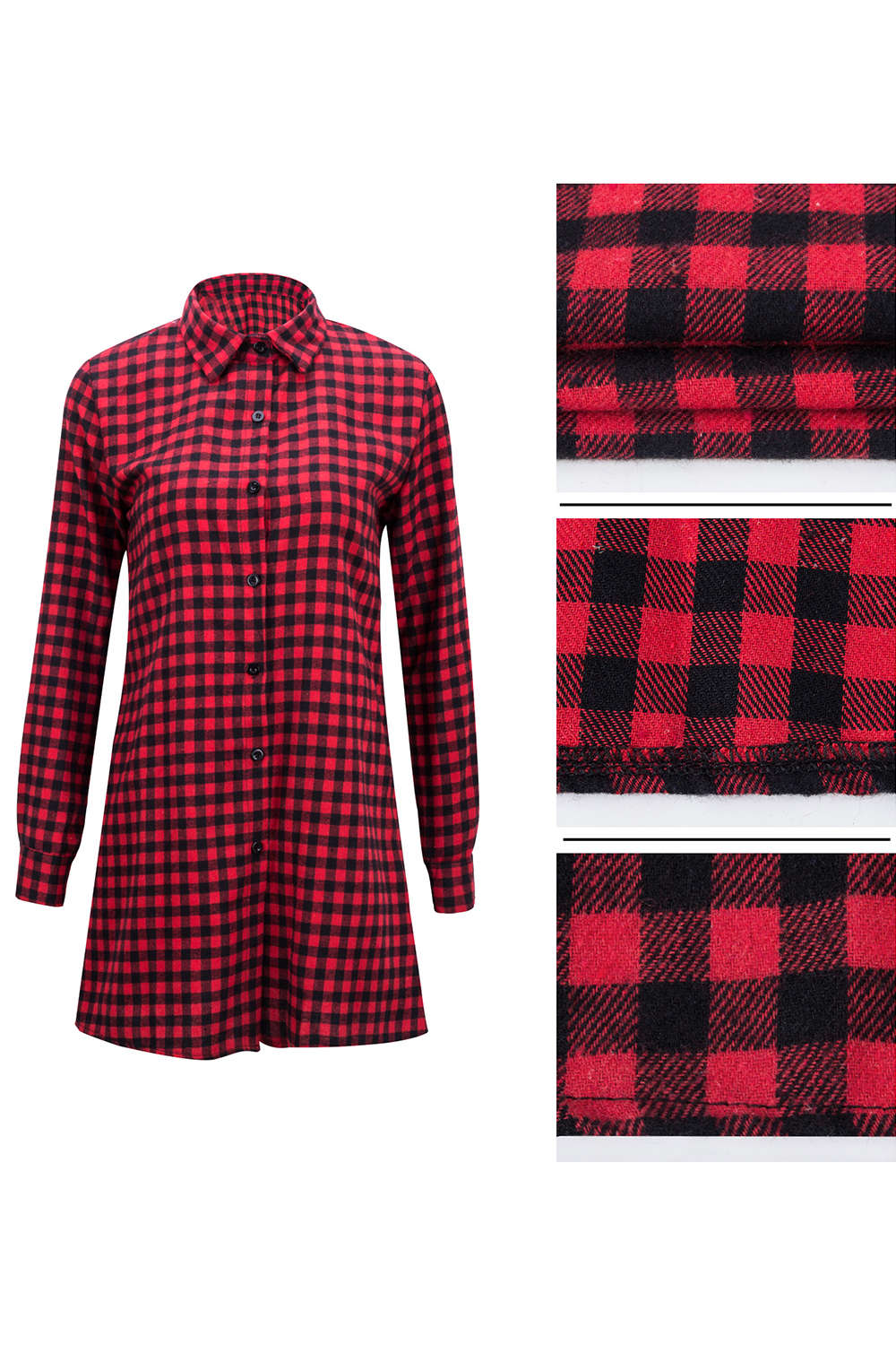 Iyasson Long Sleeve Plaid Shirt Dress