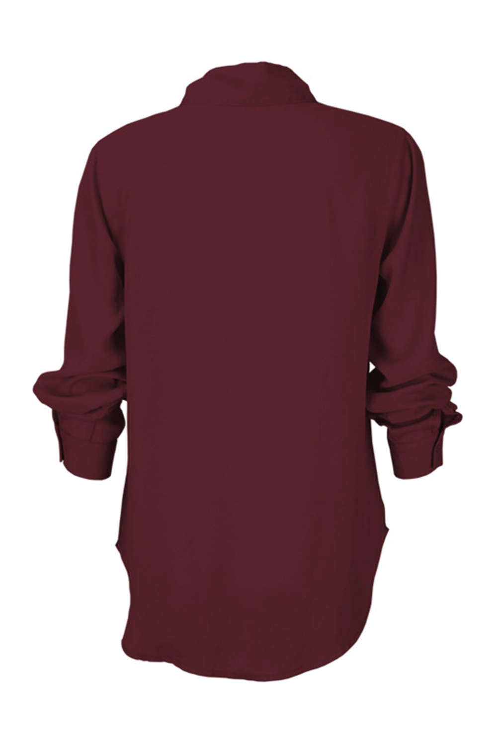 Iyasson V-neck Ribbon Tie Loose Solid Color Blouse