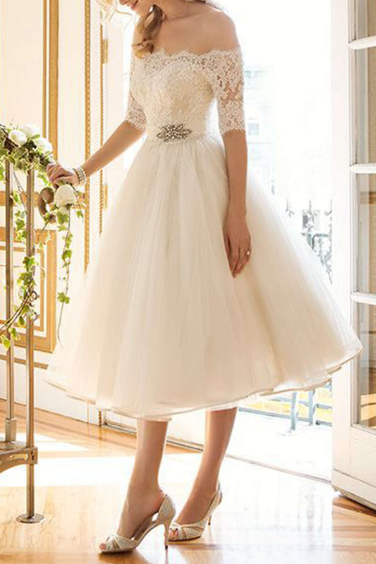 Iyasson Off-the-shoulder Lace Prom Dress