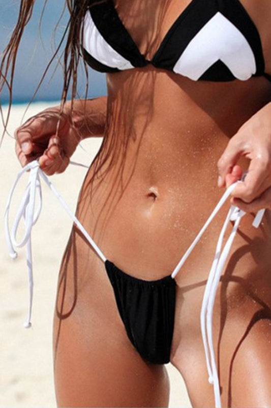 Iyasson Contrast Color Triangle Top Bikini Sets