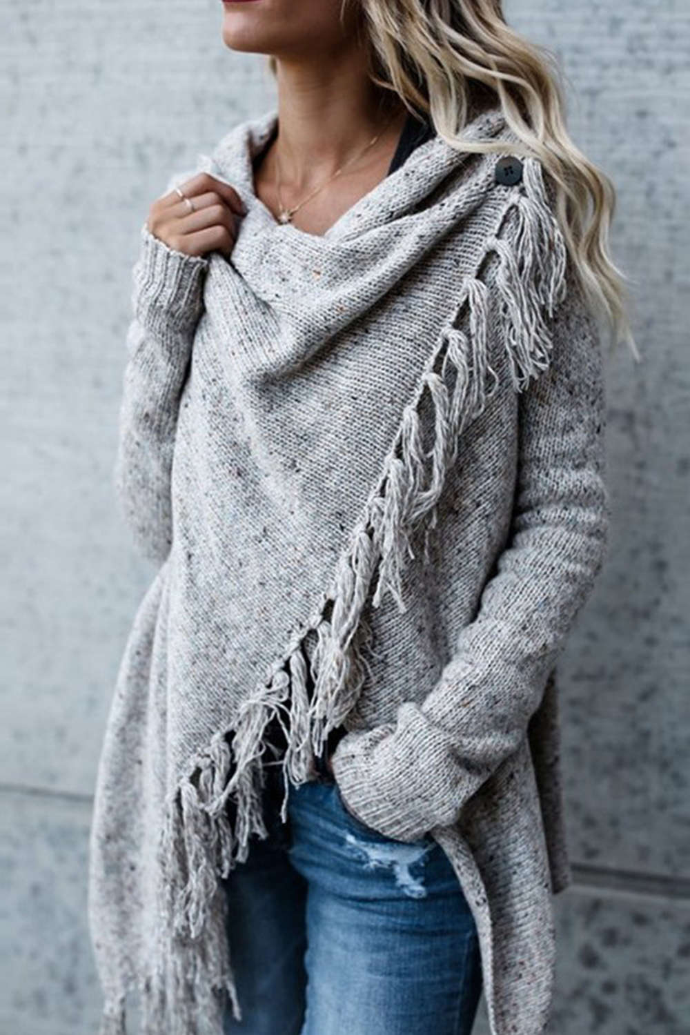 Iyasson Tassel Wrap Front Cardigan