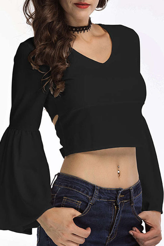 Iyasson Women's Bell Sleeve Crop Tops