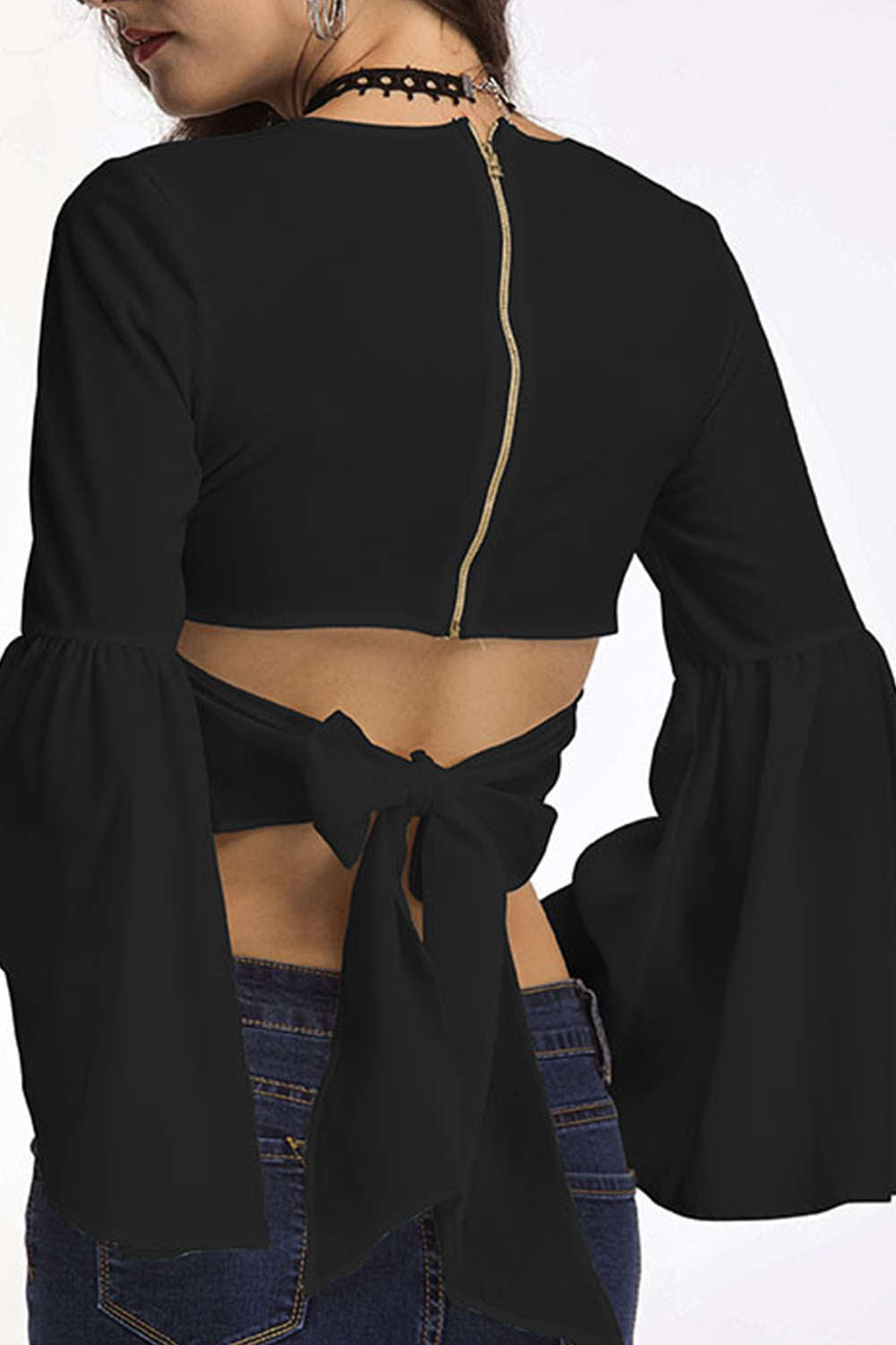 Iyasson Women's Bell Sleeve Crop Tops