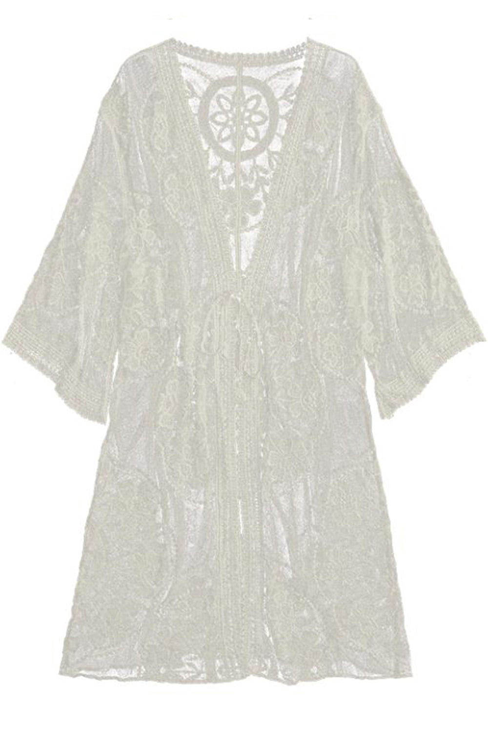 Embroidered Sheer Kimono Cover Up