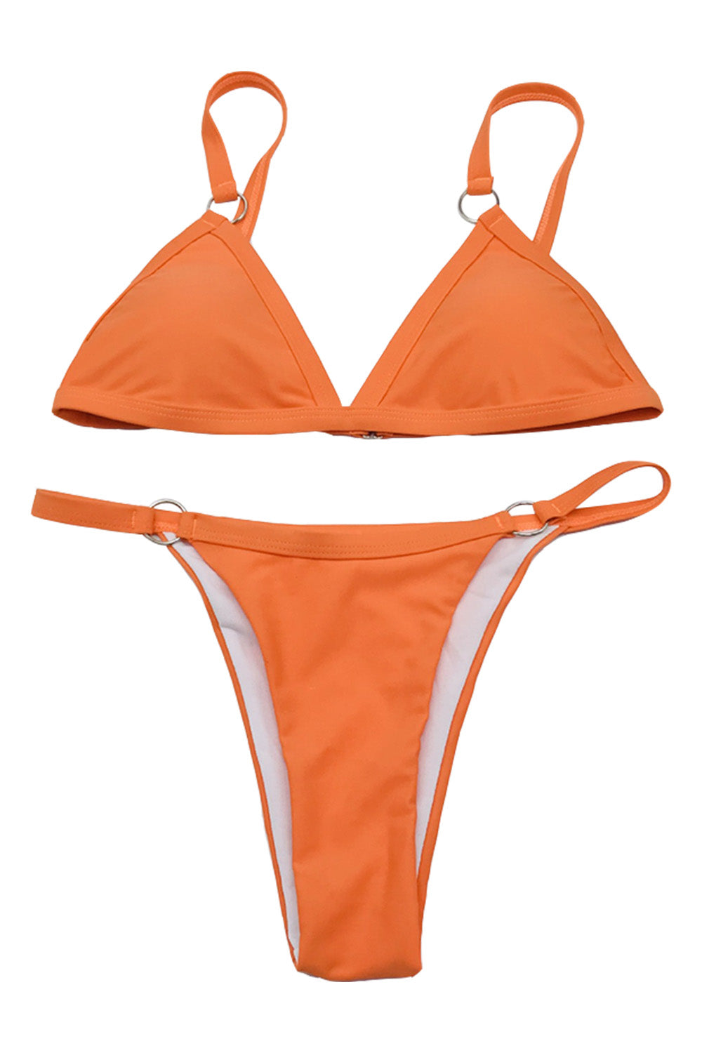 Iyasson Solid Triangle Bikini with Metal Rings