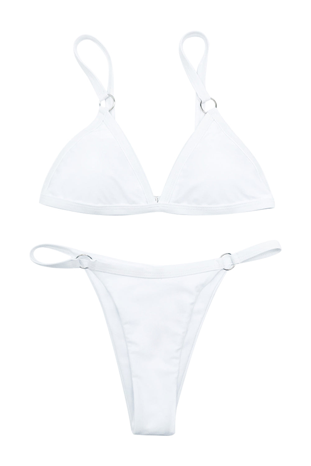 Iyasson Solid Triangle Bikini with Metal Rings