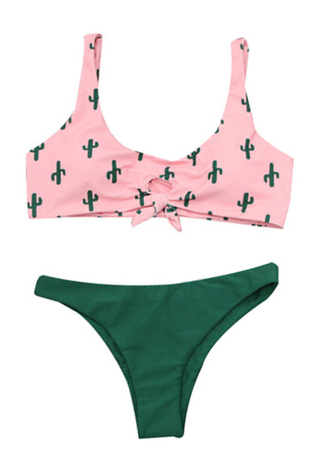 Iyasson Cactus Print Bikini with Bowknot