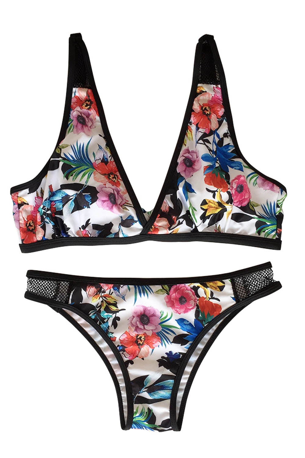 Iyasson Colorful Floral Cute Two-piece Bikini Set