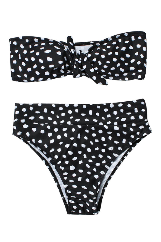 Iyasson High-Waisted Strapless Bikini with Bowknot