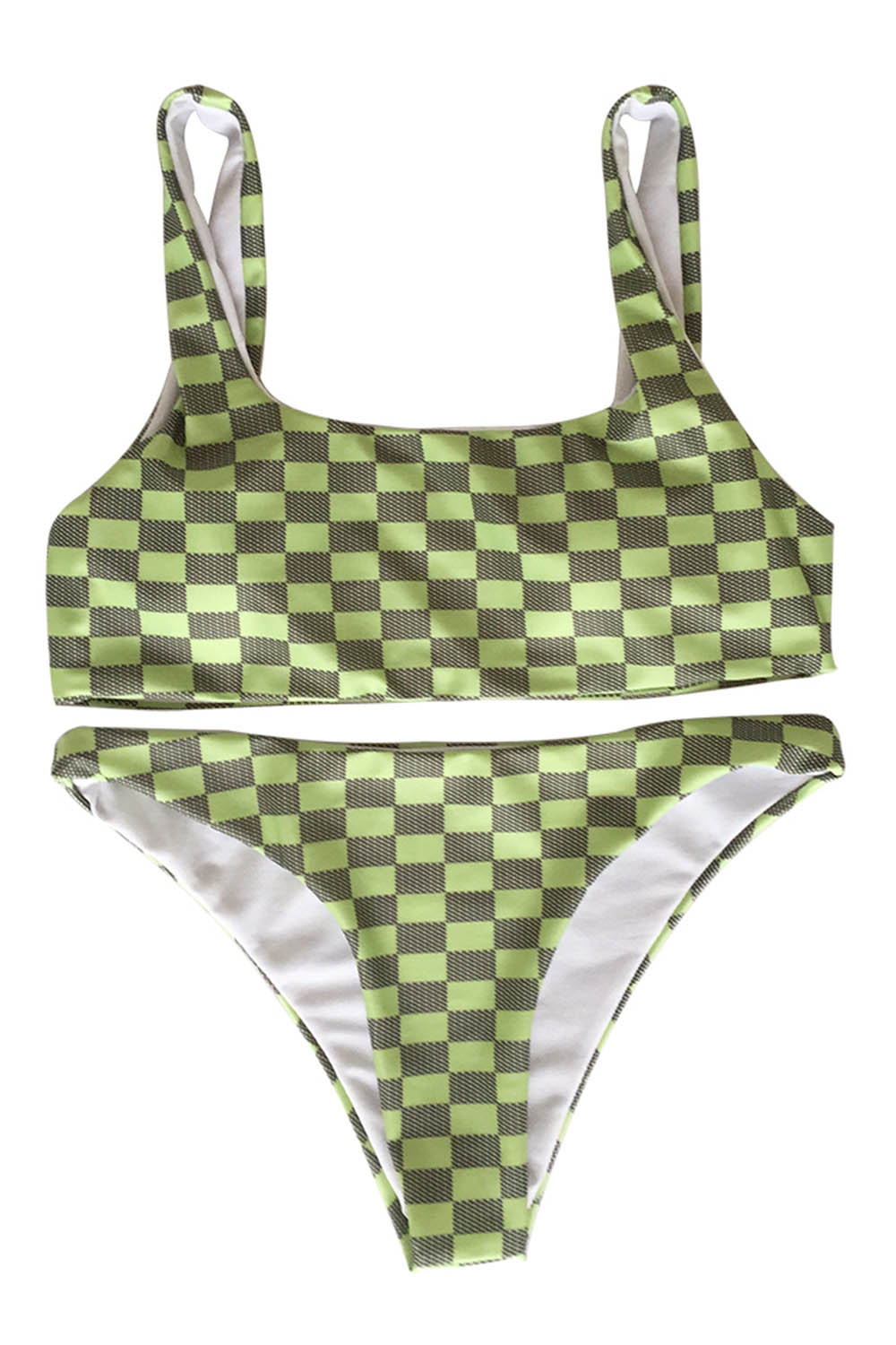 Iyasson Grid Print Tank Top Two-piece Bikini Set