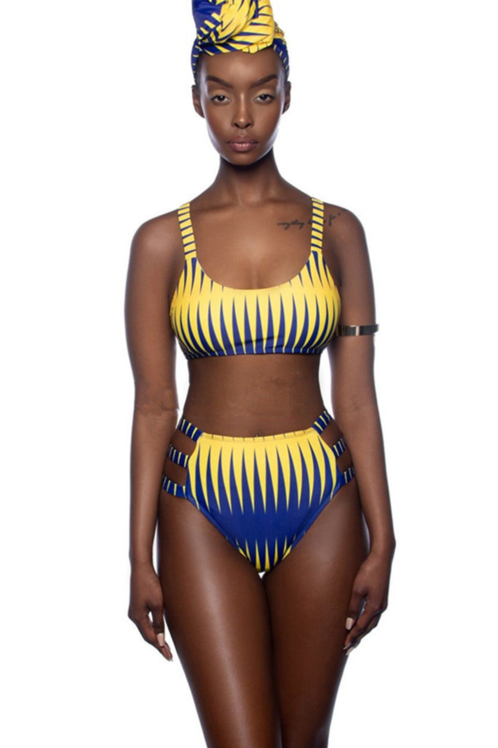 Iyasson Ethnic Gradient Print High-Waisted Bikini Set