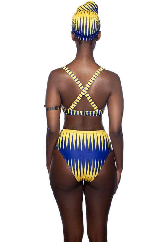 Iyasson Ethnic Gradient Print High-Waisted Bikini Set