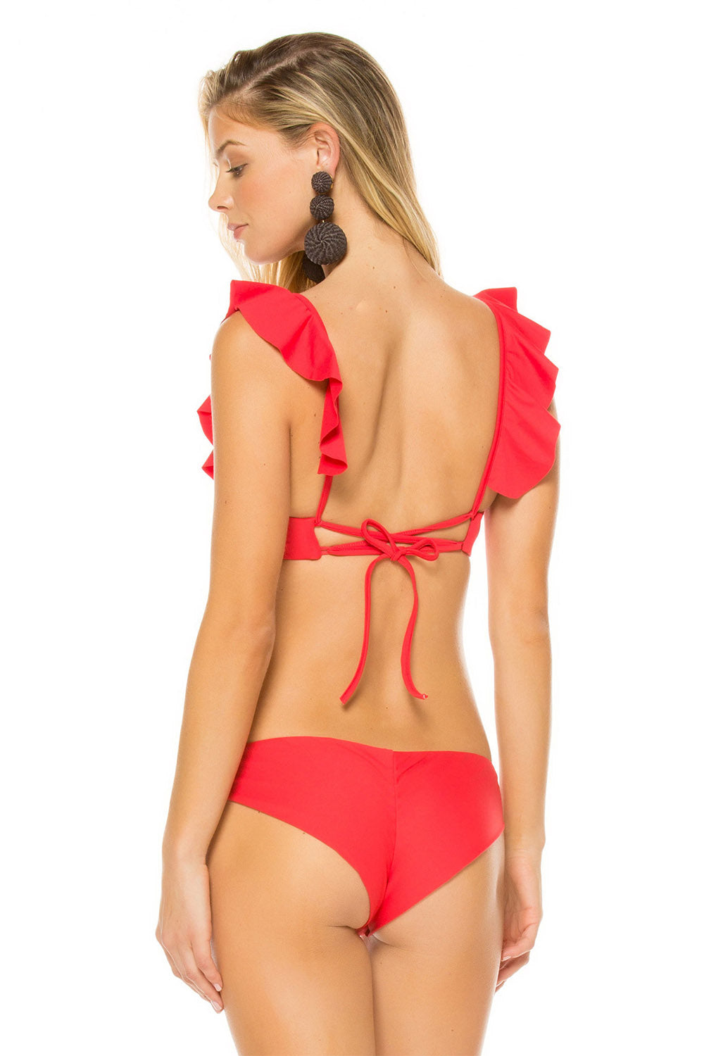 Iyasson Lace Up Ruffled Bikini Swimwear