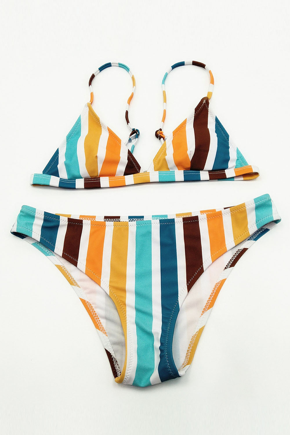 Iyasson Colorful Stripe Sexy Triangle Bikini Set