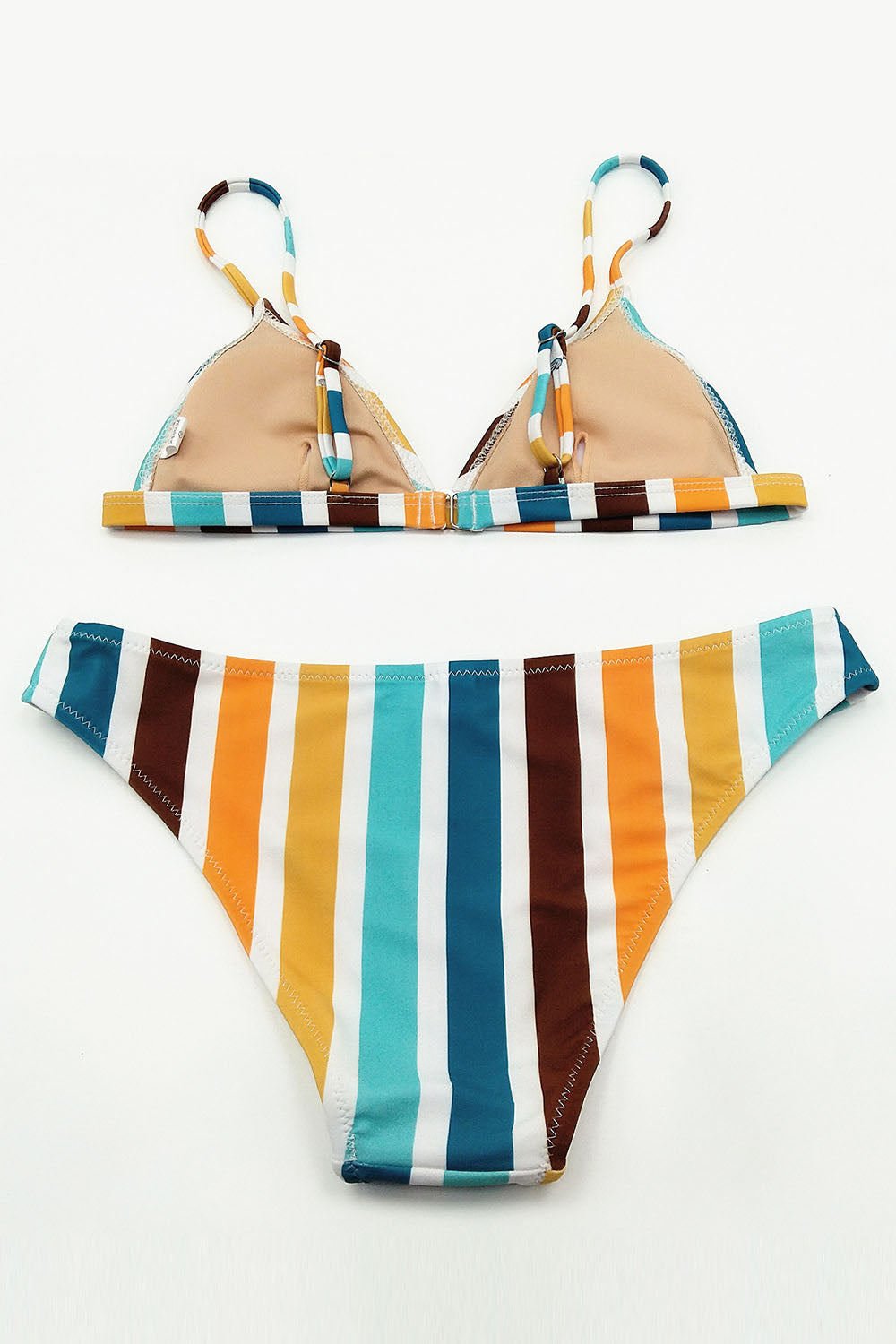 Iyasson Colorful Stripe Sexy Triangle Bikini Set