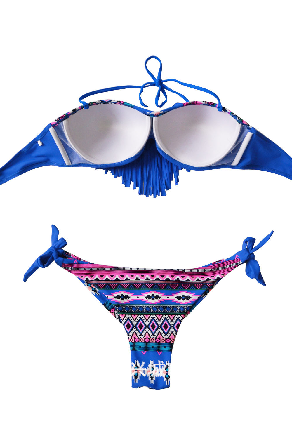 Iyasson Halter Neck Tasselled Two-piece Bikini Set