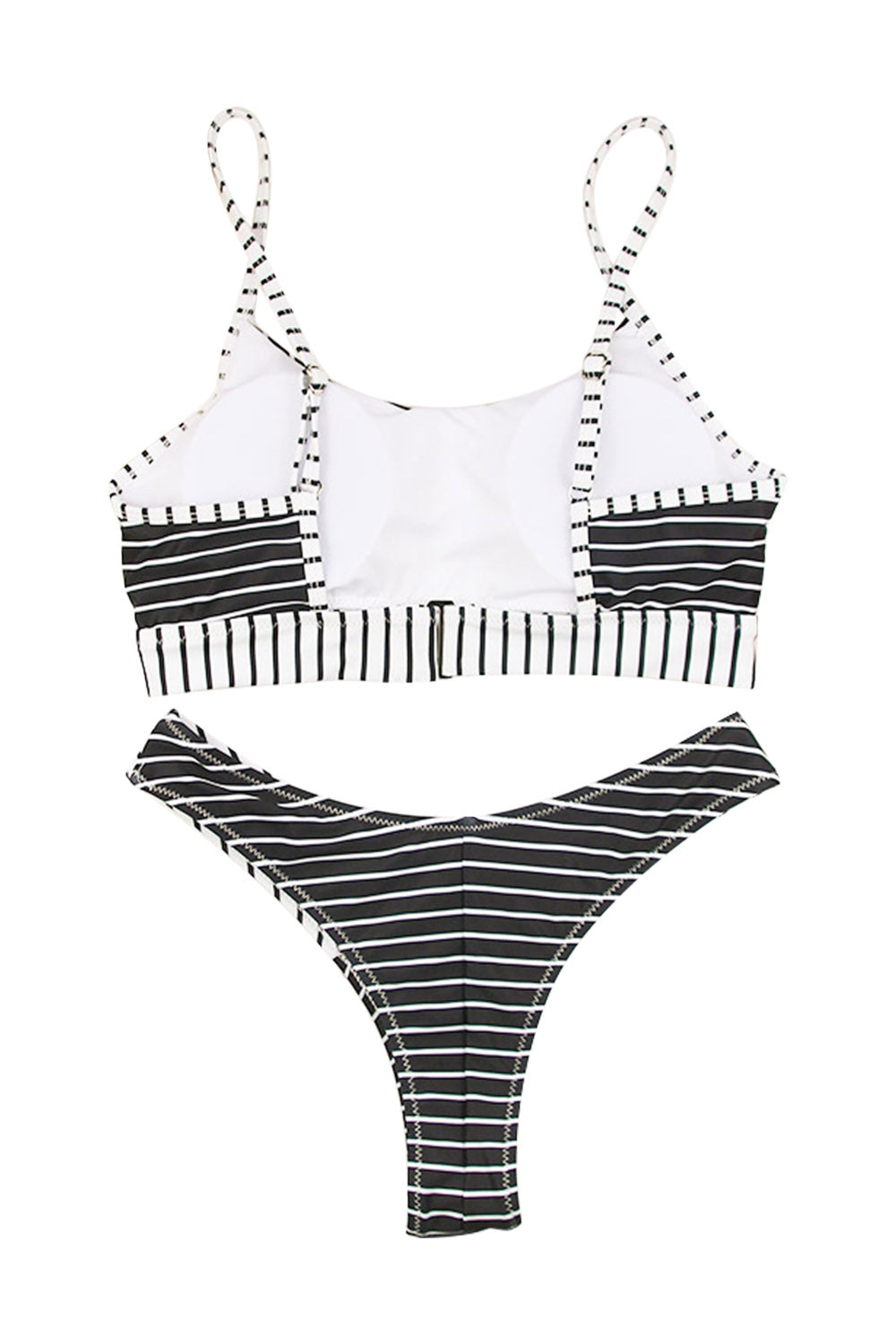 Iyasson Black and White Stripe Bikini Set