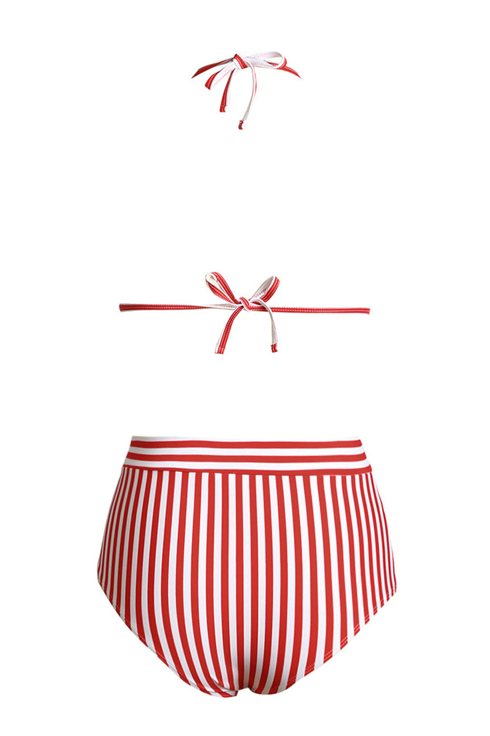 Iyasson Womens High Waist Two Pieces Bikini Set Padded Stripe Tassel Swimsuit