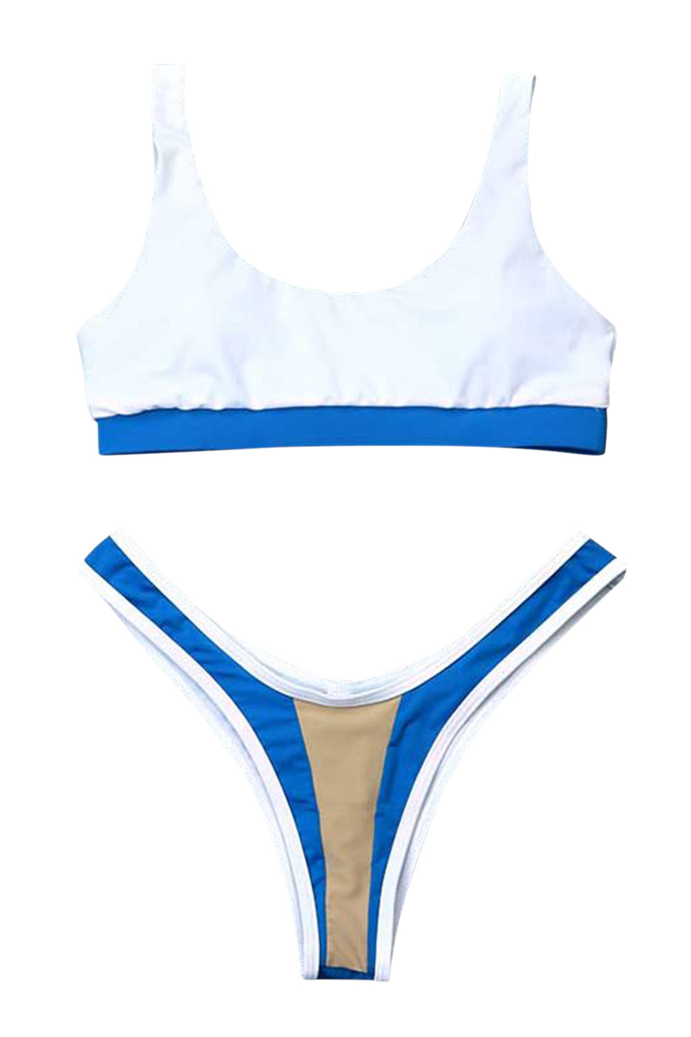 Iyasson Womens U-Shaped Low Rise Two Pieces Bikini Set Padded Stitching Swimsuit
