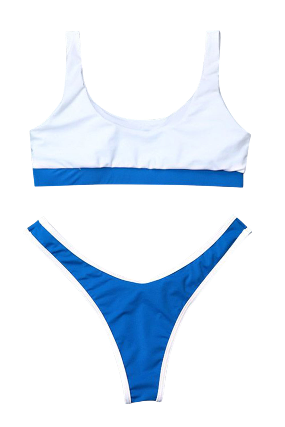 Iyasson Womens U-Shaped Low Rise Two Pieces Bikini Set Padded Stitching Swimsuit