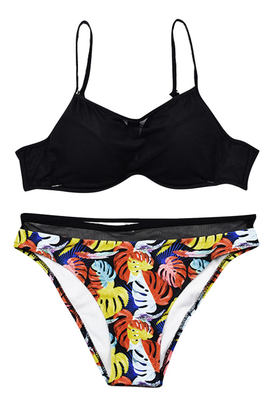 Iyasson Womens Low Rise Printed Padded Mesh Bikini Set