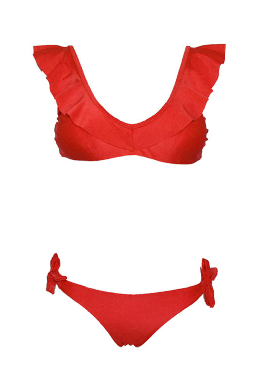 Iyasson Womens Low Waist Padded Ruffle Bikini Set