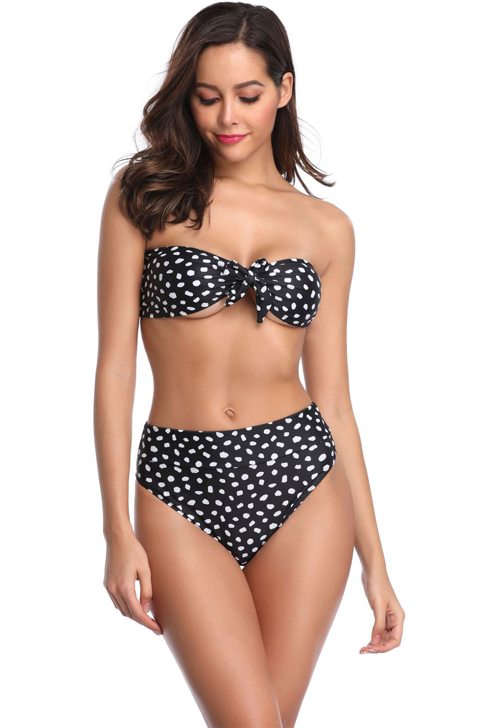 Iyasson Womens High Waist Strapless Bandeau Bikini Set