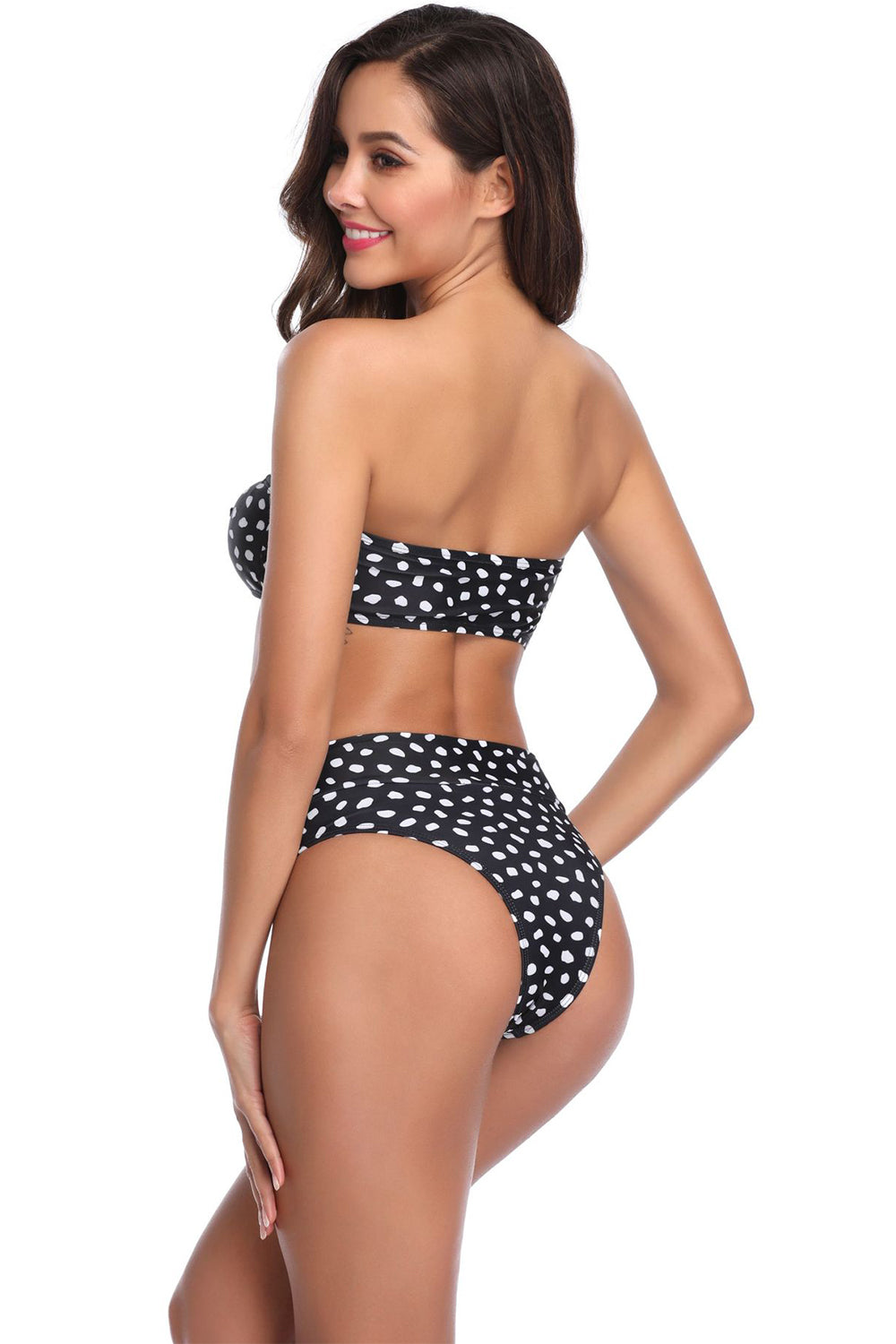 Iyasson Womens High Waist Strapless Bandeau Bikini Set