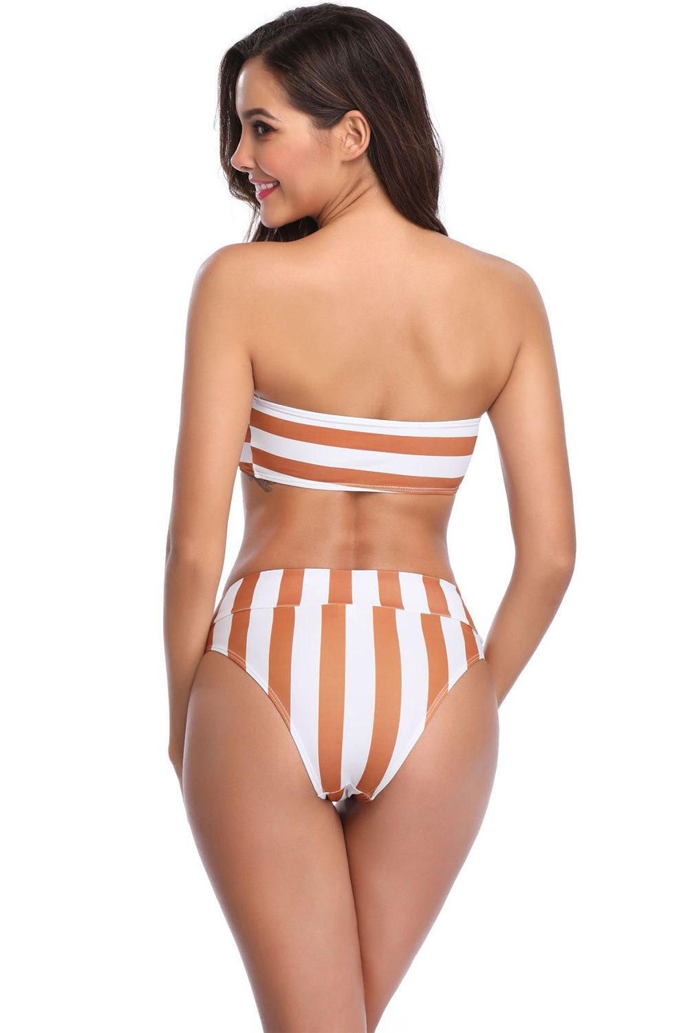 Iyasson Womens High Waist Strapless Bandeau Bikini Set