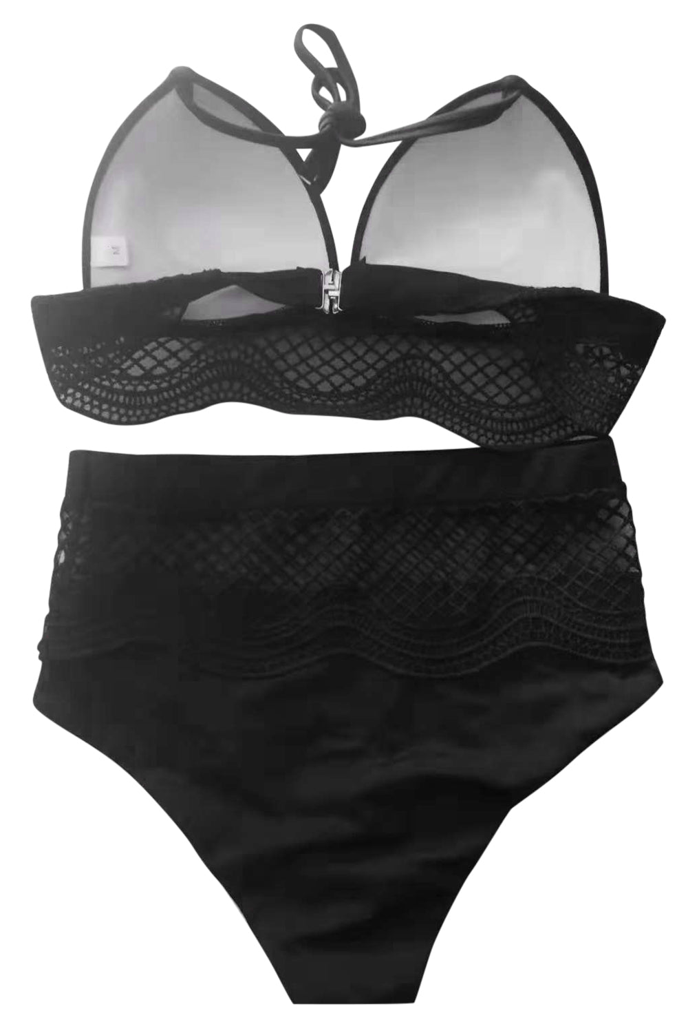 Iyasson Women's Triangle Lace Spaghetti Strap Padded Bikini Set