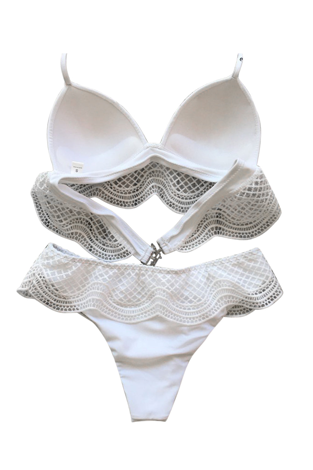 Iyasson Women's Triangle Lace Spaghetti Strap Padded Bikini Set