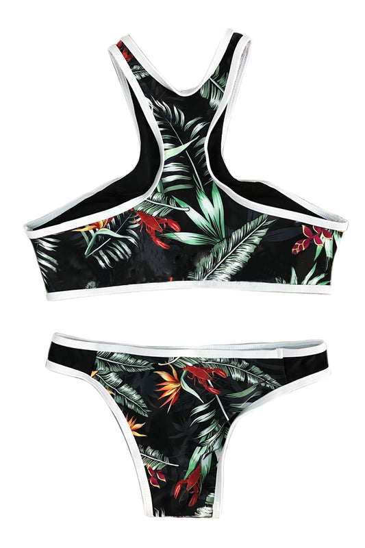 Iyasson Leaves Prints Tank Bikini Set