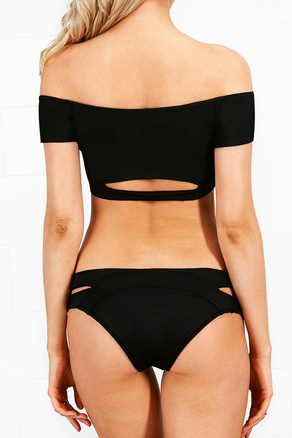 Iyasson Black Off-shoulder Bikini Set