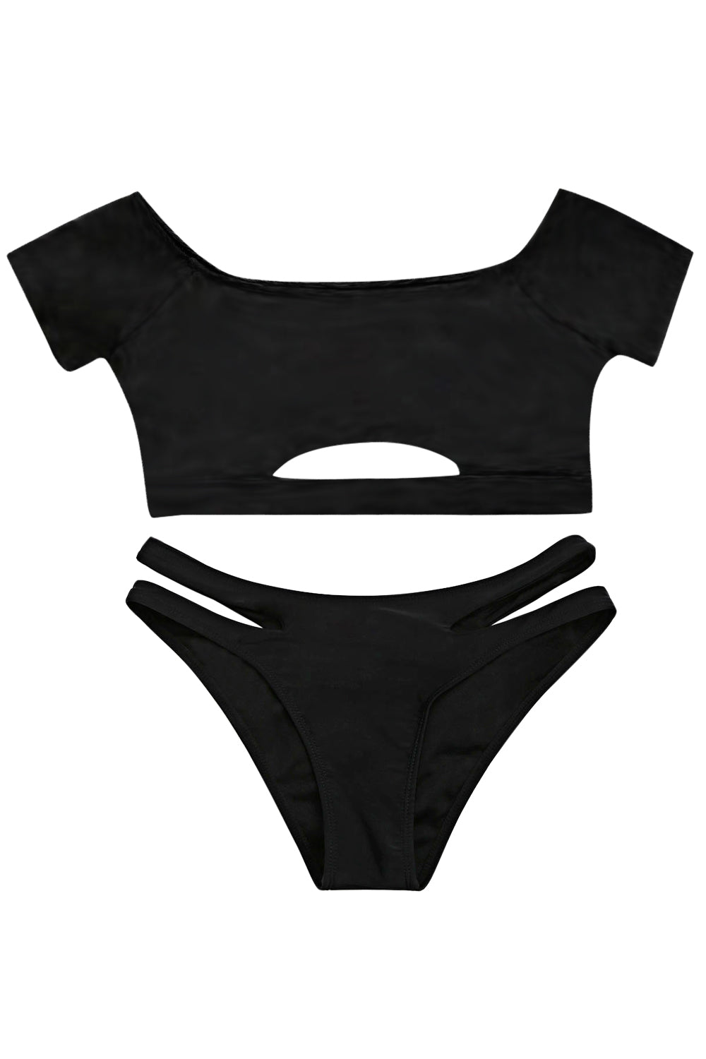 Iyasson Black Off-shoulder Bikini Set