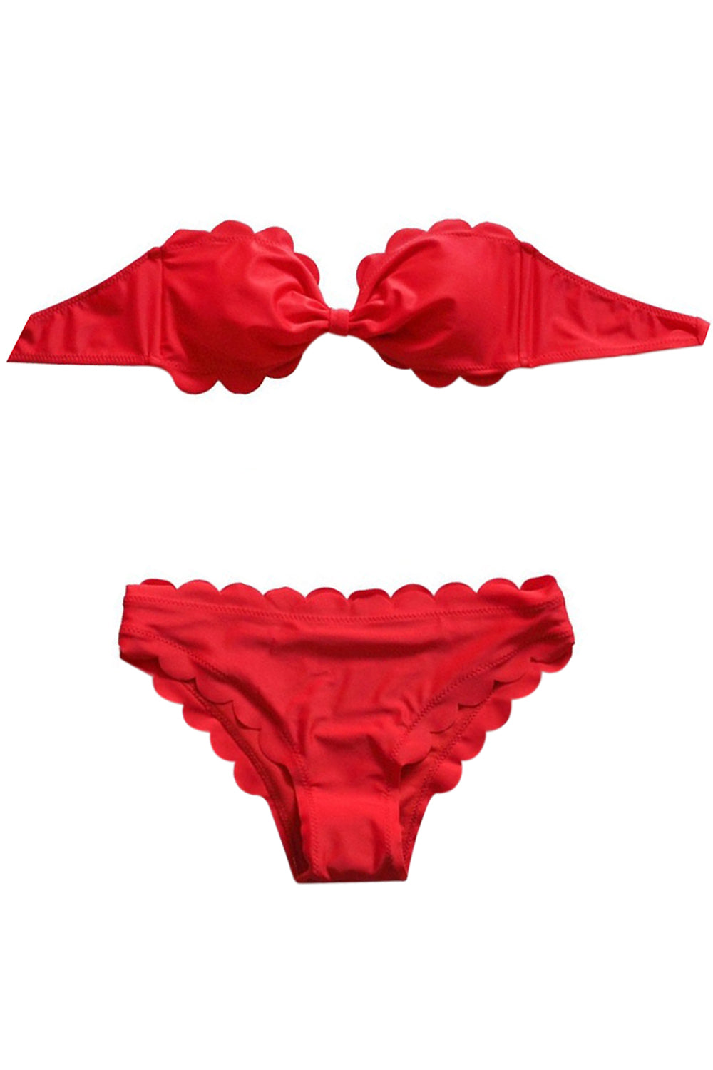 Iyasson Cute Seaside Red Strapless Bikini Set