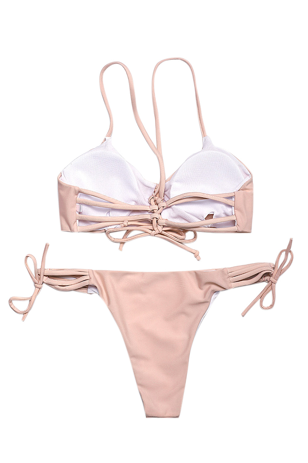 Iyasson Sweet Pink  Solid Color Bikini Set