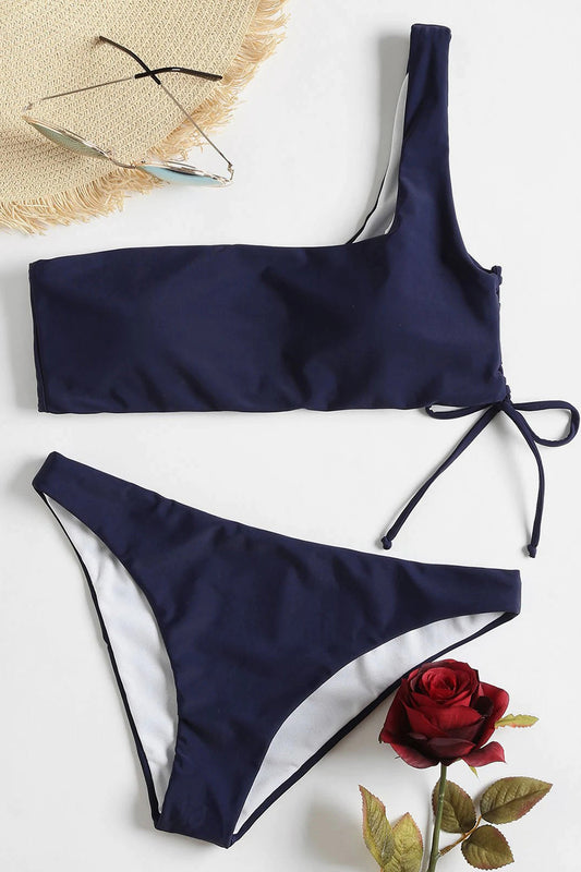 Lace-up One Shoulder Bikini