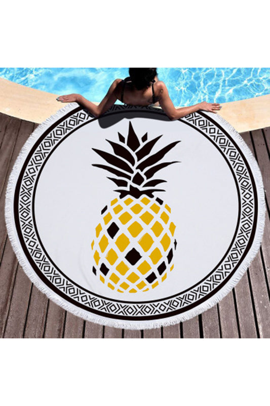 Tassel Giant Beach Blanket Picnic Camping Mat Round Sandbeach Towel Printed Cloth Pad Shawl Mattress