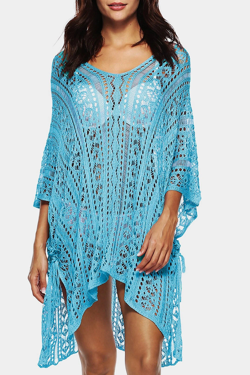 Open Knit Side Slit Cover-up