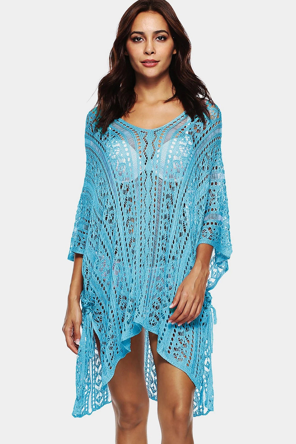 Open Knit Side Slit Cover-up