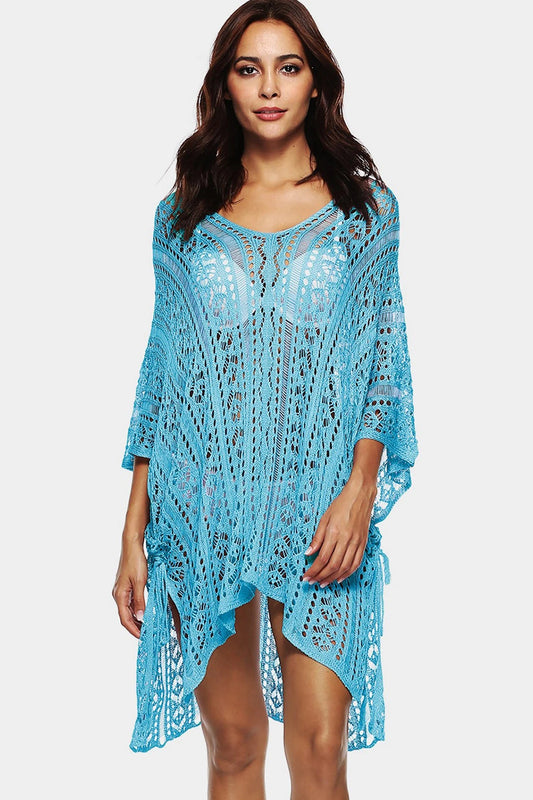 Open Knit Side Slit Cover-up