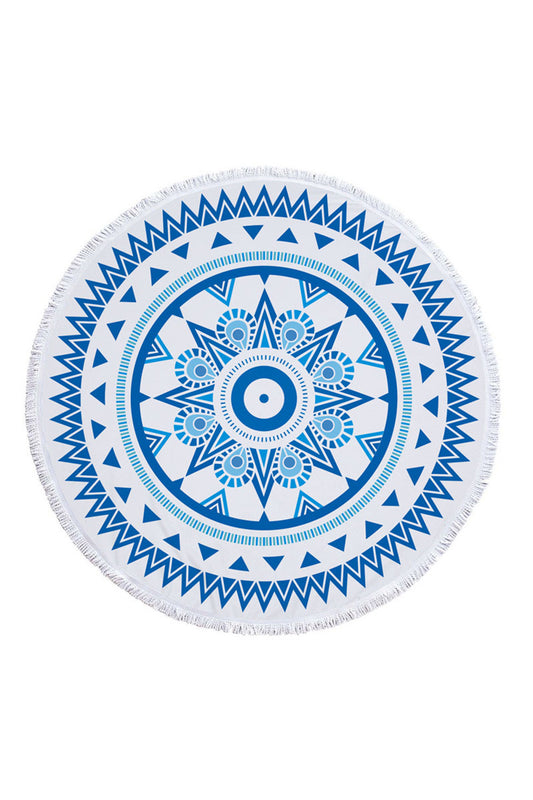 Blue Retro Tassel Giant Picnic Camping Mat Beach towel