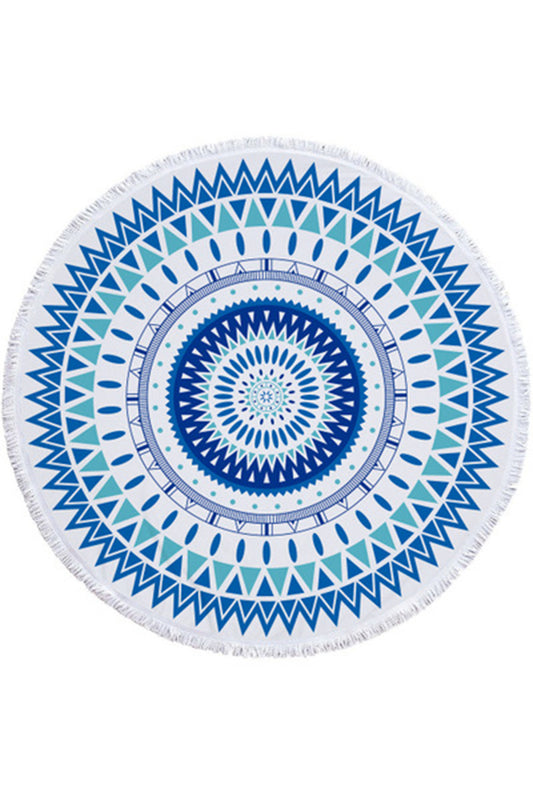 Tassel Giant Beach Blanket Picnic Camping Mat Round Towel Printed Shawl