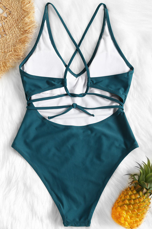 Crisscross High Leg One-piece Swimwear