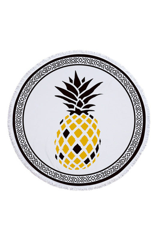 Pineapple Printed Beach Blanket Picnic Camping Mat Round Towel
